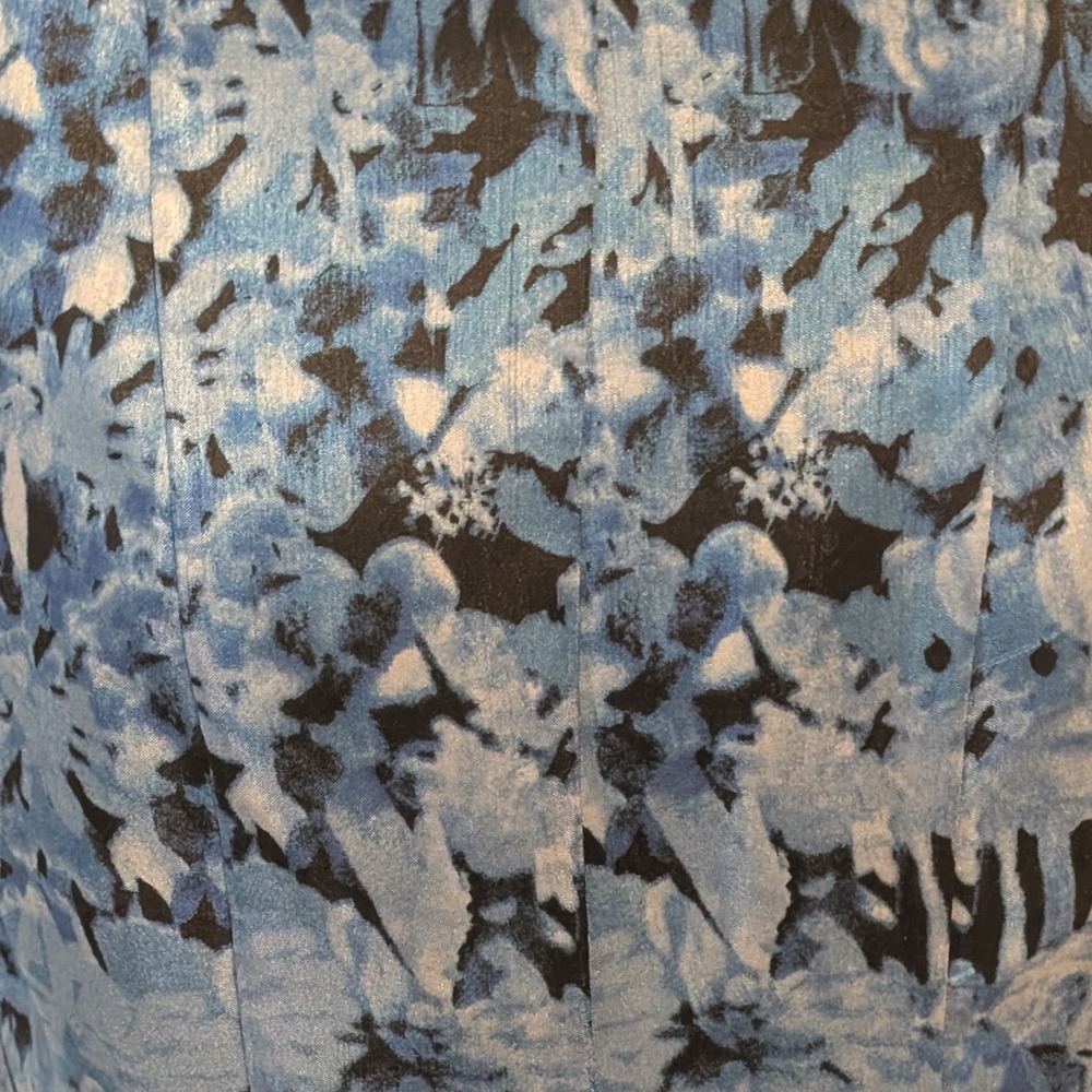 J Taylor Blue Grey Floral Fit and Flare Dress 10 Feminine Cocktail Elegant Fairy - Picture 7 of 11
